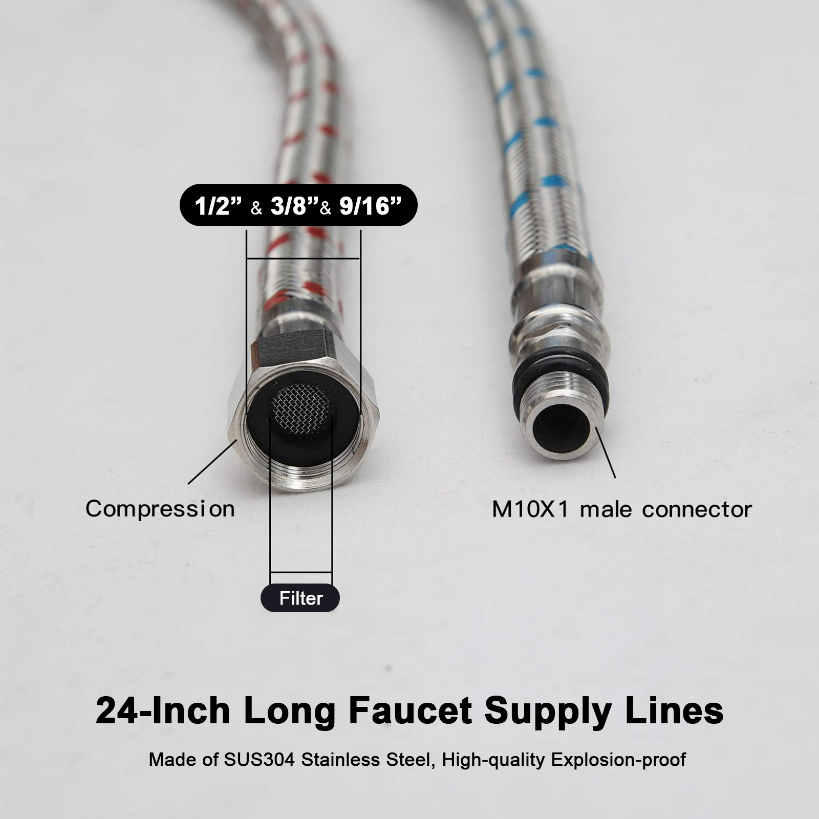 2 Piece 24-Inch Long Faucet Co - مراجعة Flexible Hose Braided وسعره