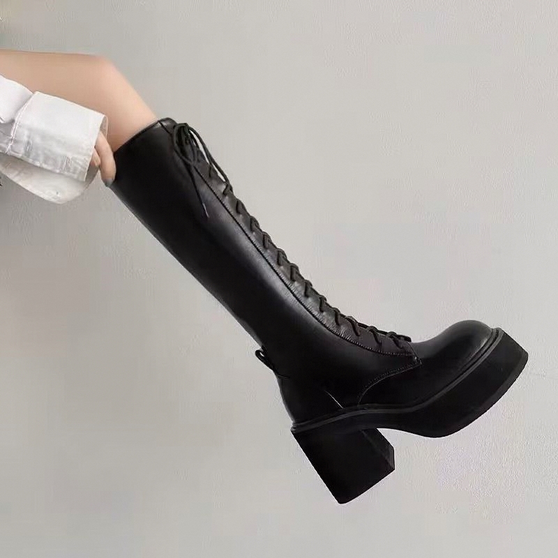 White  Boots Thick Bottom High - مراجعة Pipe Bending Spring وسعره